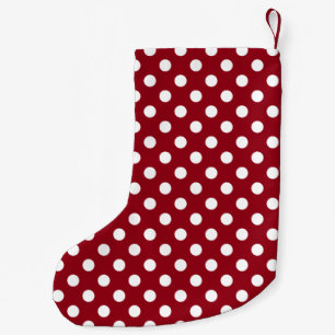 White Polka Dots on Crimson Red Small Christmas Stocking