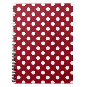 White Polka Dots on Crimson Red Spiral Notebook