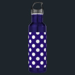 White polka dots on dark blue 710 ml water bottle<br><div class="desc">White polka dots on dark blue</div>