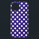 White polka dots on dark blue iPhone 12 case<br><div class="desc">White polka dots on dark blue</div>