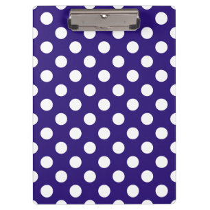 White polka dots on dark blue clipboard