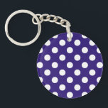 White polka dots on dark blue key ring<br><div class="desc">White polka dots on dark blue</div>