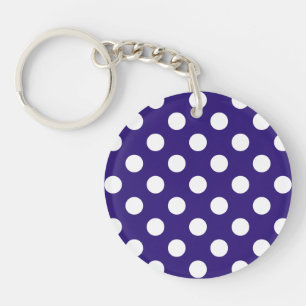 White polka dots on dark blue key ring