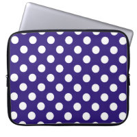 White polka dots on dark blue