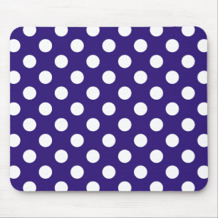 White polka dots on dark blue mouse pad