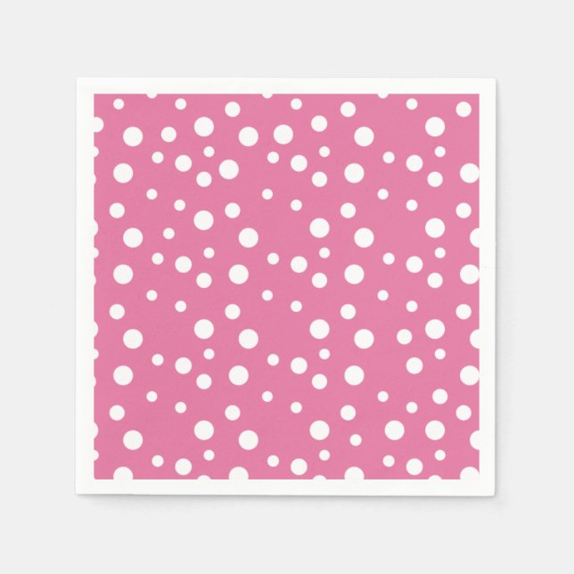 White Polka Dots on Dark Pink Napkin (Front)