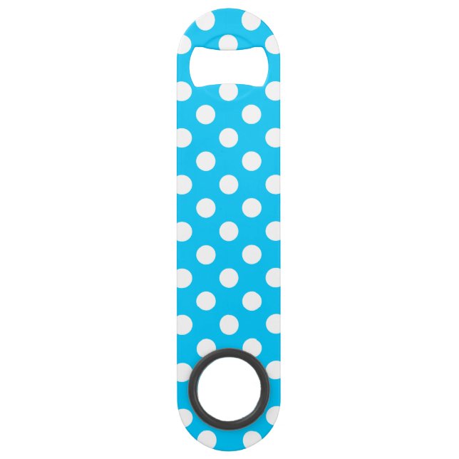 White polka dots on electric blue (Front)