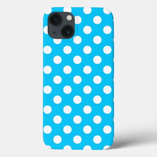 White polka dots on electric blue Case-Mate iPhone Case (Back)