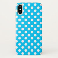 White polka dots on electric blue