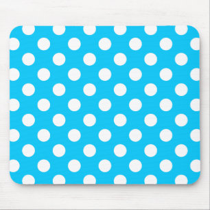 White polka dots on electric blue mouse pad