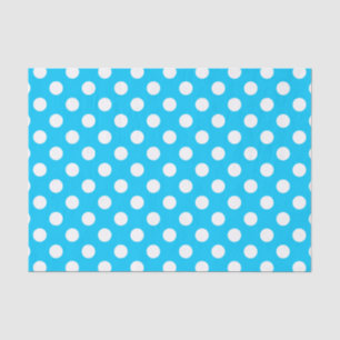 White polka dots on electric blue tissue paper