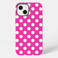 White polka dots on fuchsia Case-Mate iPhone case