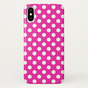 White polka dots on fuchsia Case-Mate iPhone case
