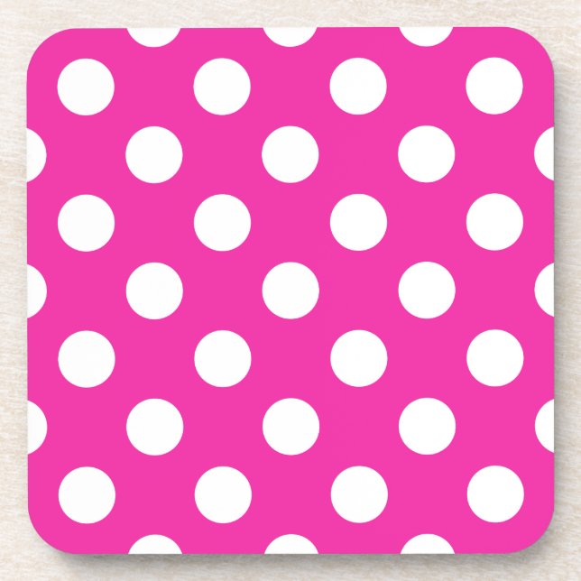 White polka dots on fuchsia coaster (Front)