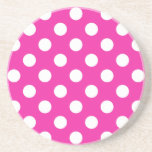 White polka dots on fuchsia coaster<br><div class="desc">White polka dots on fuchsia</div>