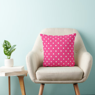 White Polka Dots on Fuchsia colour Cushion