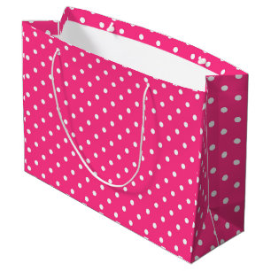 White Polka Dots on Fuchsia colour Large Gift Bag