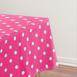White Polka Dots on Fuchsia colour Tablecloth