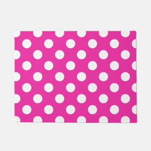 White polka dots on fuchsia doormat