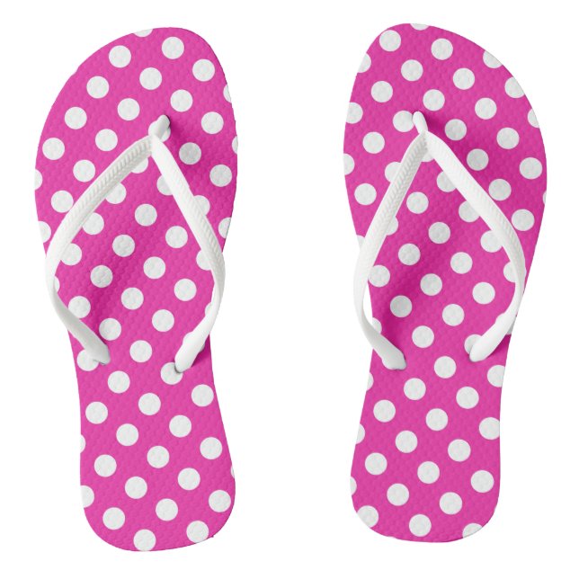White polka dots on fuchsia jandals (Footbed)