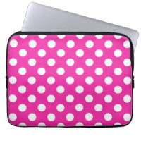 White polka dots on fuchsia