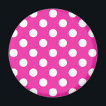 White polka dots on fuchsia magnet<br><div class="desc">White polka dots on fuchsia</div>