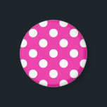 White polka dots on fuchsia magnet<br><div class="desc">White polka dots on fuchsia</div>