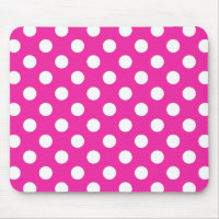 White polka dots on fuchsia