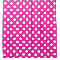 White polka dots on fuchsia