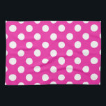 White polka dots on fuchsia tea towel<br><div class="desc">White polka dots on fuchsia</div>