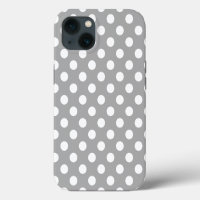 White polka dots on gray Case-Mate iPhone case