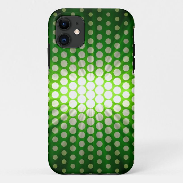 White Polka Dots on Green Background Case-Mate iPhone Case (Back)
