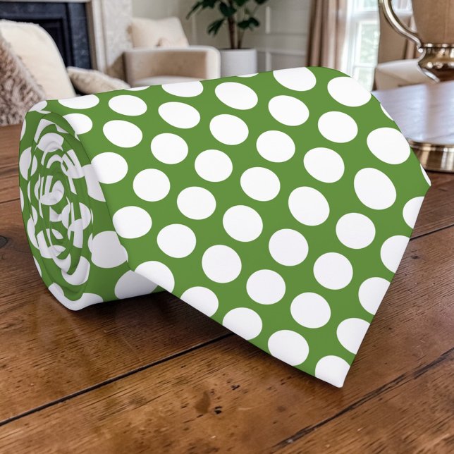 White Polka Dots on Green Custom Tie (Creator Uploaded)