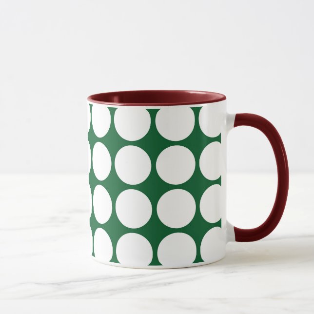 White Polka Dots on Green Mug (Right)