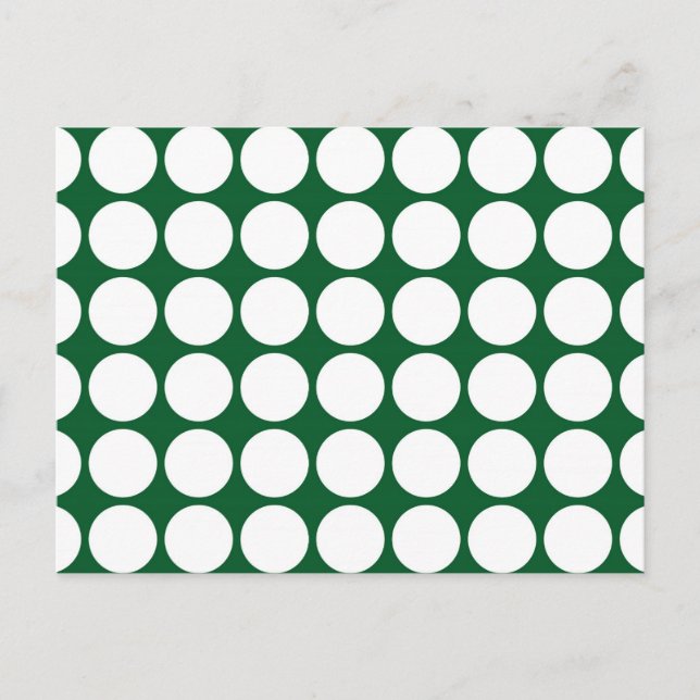 White Polka Dots on Green Postcard (Front)