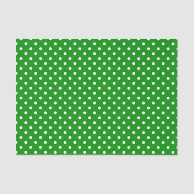 White Polka Dots on Green Tissue Paper (Front)