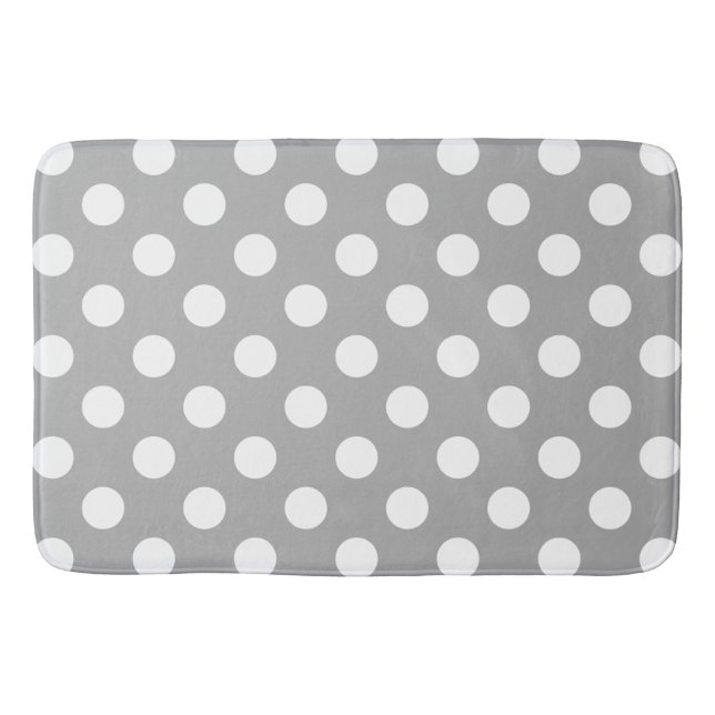 White polka dots on grey bath mat (Front)