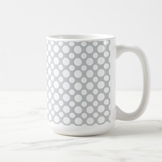 White Polka Dots on Grey Coffee Mug (Right)