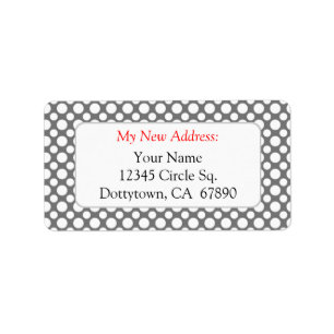 White Polka Dots on Grey Custom New Address Lables Label