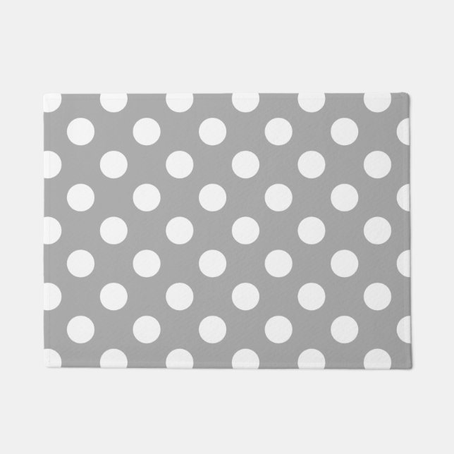 White polka dots on grey doormat (Front)