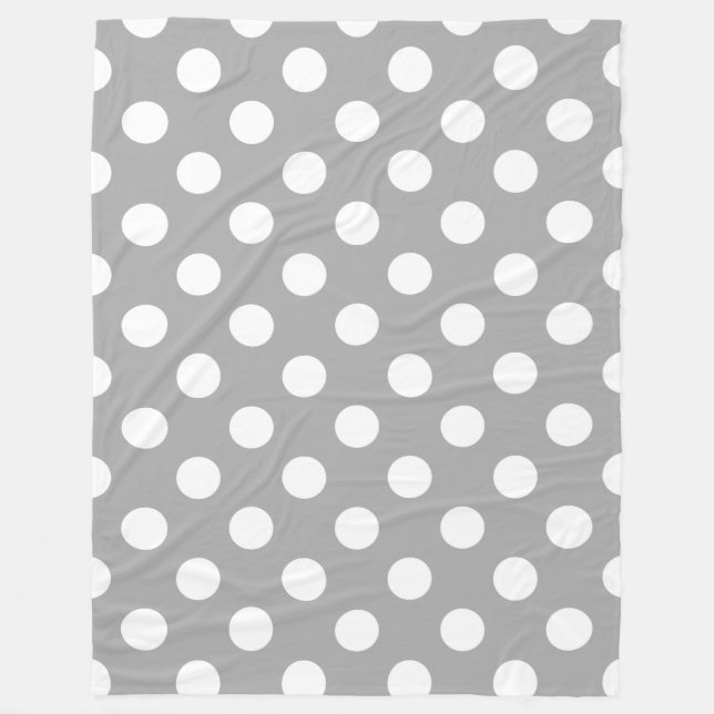 White polka dots on grey fleece blanket (Front)
