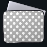 White polka dots on grey laptop sleeve<br><div class="desc">White polka dots on grey</div>