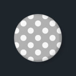 White polka dots on grey magnet<br><div class="desc">White polka dots on grey</div>