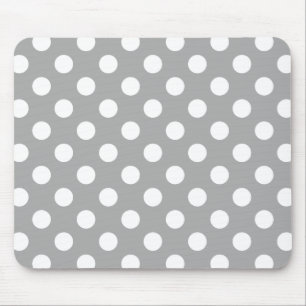 White polka dots on grey mouse pad