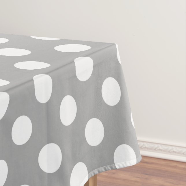 White polka dots on grey tablecloth (In Situ)