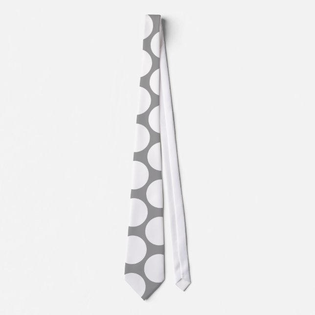 White polka dots on grey tie (Front)