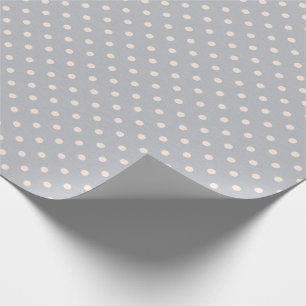 white polka dots on grey wrapping paper