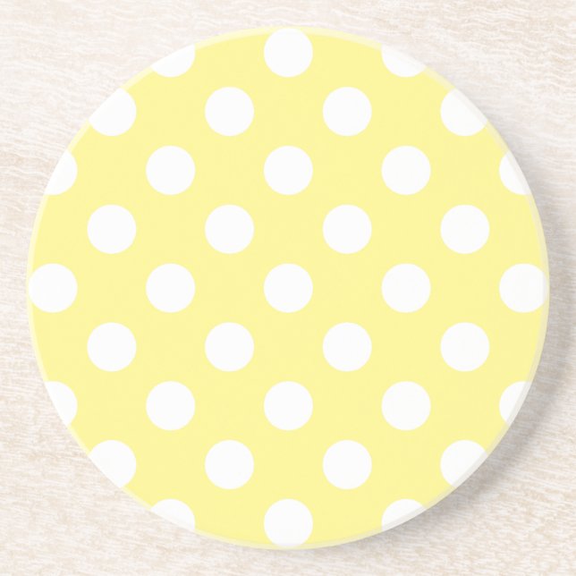White polka dots on lemon yellow coaster (Front)