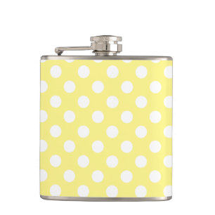 White polka dots on lemon yellow hip flask