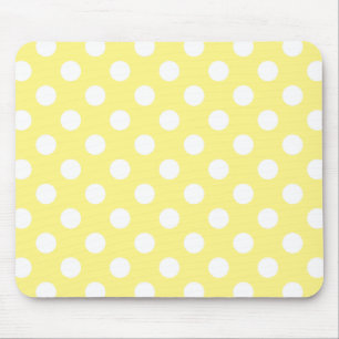 White polka dots on lemon yellow mouse pad